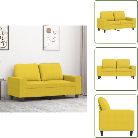The Living Store Divano a 2 Posti Giallo Chiaro 120 cm in Tessuto - Divano in tessuto