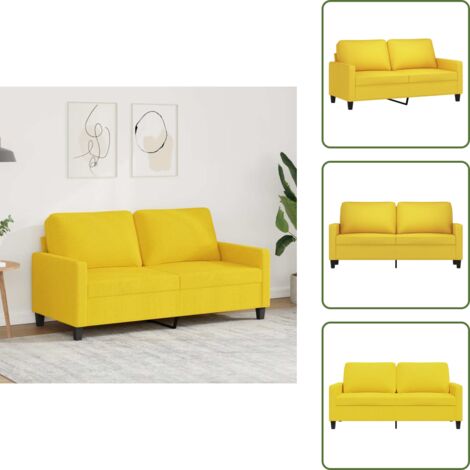 The Living Store Divano a 2 Posti Giallo Chiaro 140 cm in Tessuto - Divano in tessuto