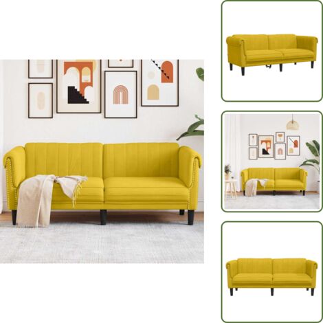 The Living Store Divano a 2 Posti Giallo in Velluto - Divano in velluto