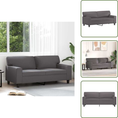 The Living Store Divano a 2 Posti Grigio 140 cm in Similpelle - Divano grigio