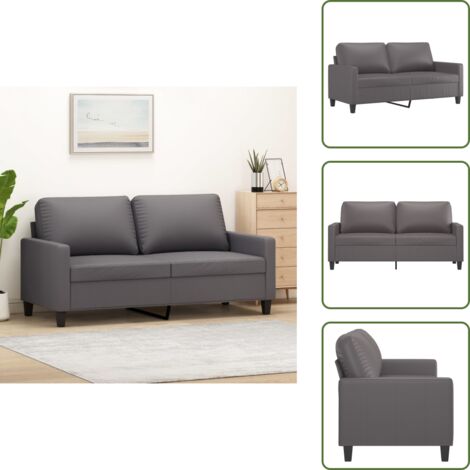 The Living Store Divano a 2 Posti Grigio 140 cm in Similpelle - Divano in similpelle