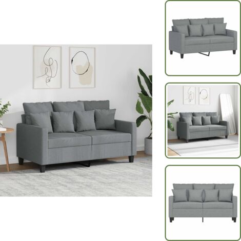 The Living Store Divano a 2 Posti Grigio Chiaro 120 cm in Tessuto - Divano in tessuto
