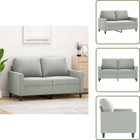 The Living Store Divano a 2 Posti Grigio Chiaro 120 cm in Velluto - Divano in velluto