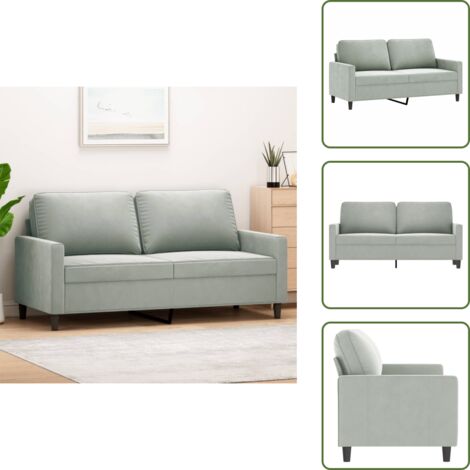 The Living Store Divano a 2 Posti Grigio Chiaro 140 cm in Velluto - Divano in velluto