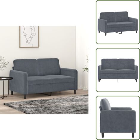 The Living Store Divano a 2 Posti grigio scuro 120 cm in Velluto - Divano in velluto