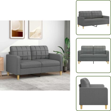 The Living Store Divano a 2 Posti Grigio Scuro 140 cm in Tessuto - Divano in tessuto