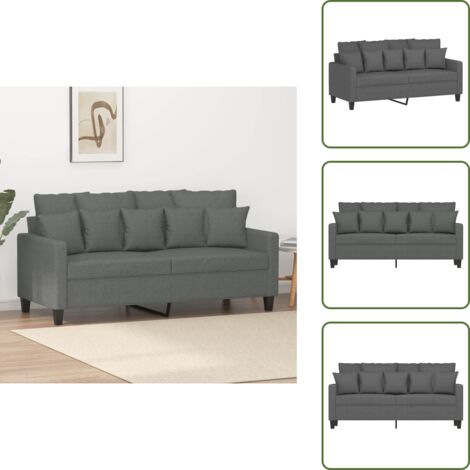 The Living Store Divano a 2 Posti Grigio Scuro 140 cm in Tessuto - Divano in tessuto