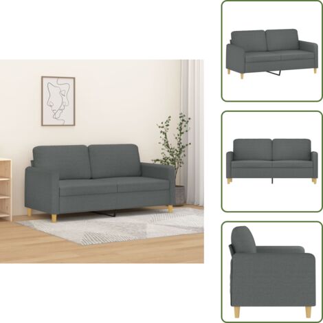 The Living Store Divano a 2 Posti Grigio Scuro 140 cm in Tessuto - Divano in tessuto