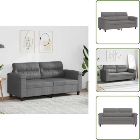 The Living Store Divano a 2 Posti Grigio Scuro 140 cm in Tessuto Microfibra - Divano in microfibra