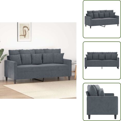 The Living Store Divano a 2 Posti grigio scuro140 cm in Velluto - Divano in velluto