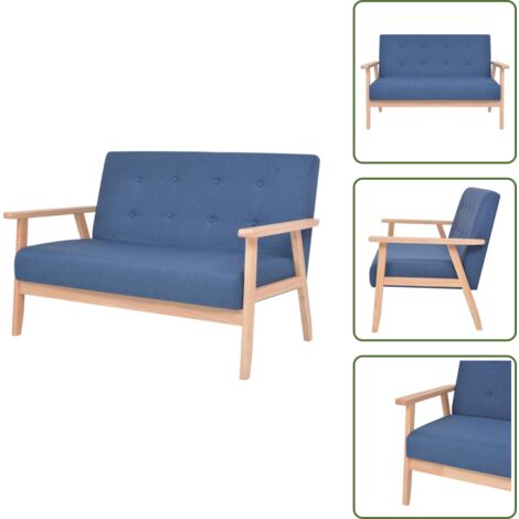 The Living Store Divano a 2 Posti in Tessuto Blu - Divano in tessuto