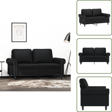The Living Store Divano a 2 Posti Nero 120 cm in Similpelle - Divano in similpelle