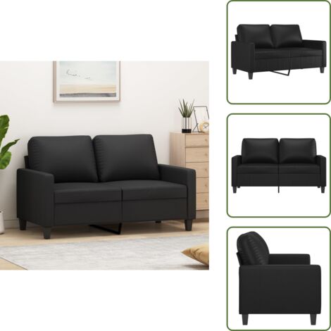 The Living Store Divano a 2 Posti Nero 120 cm in Similpelle - Divano in similpelle
