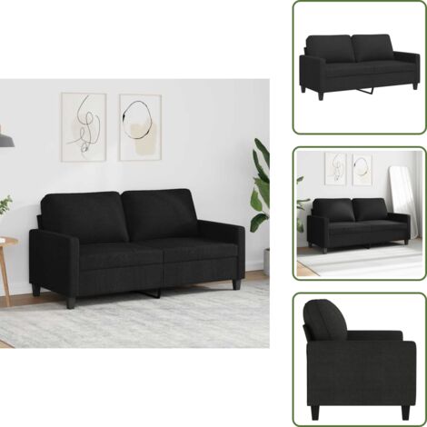The Living Store Divano a 2 Posti Nero 120 cm in Tessuto - Divano in tessuto