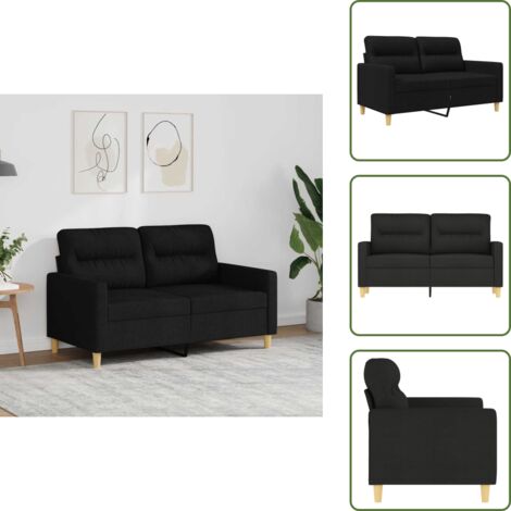 The Living Store Divano a 2 Posti Nero 120 cm in Tessuto - Divano in tessuto