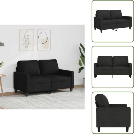 The Living Store Divano a 2 Posti Nero 120 cm in Tessuto - Divano in tessuto