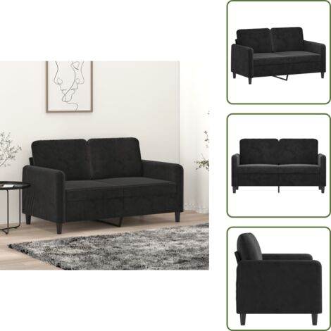 The Living Store Divano a 2 Posti Nero 120 cm in Velluto - Divano in velluto