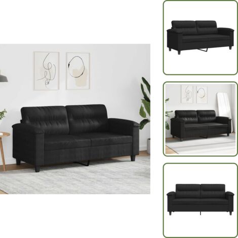 The Living Store Divano a 2 Posti Nero 140 cm in Tessuto Microfibra - Divano in microfibra