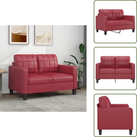 The Living Store Divano a 2 Posti Rosso Vino 120 cm in Similpelle - Divano in similpelle