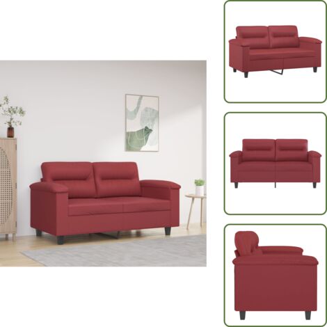 The Living Store Divano a 2 Posti Rosso Vino 120 cm in Similpelle - Divano in similpelle