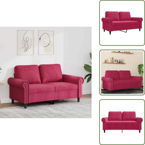 The Living Store Divano a 2 Posti Rosso Vino 120 cm in Velluto - Divano in velluto