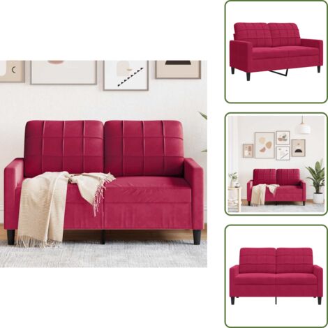 The Living Store Divano a 2 Posti Rosso Vino 120 cm in Velluto - Divano in velluto