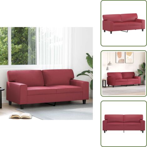 The Living Store Divano a 2 Posti Rosso Vino 140 cm in Similpelle - Divano in similpelle