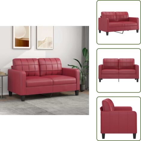The Living Store Divano a 2 Posti Rosso Vino 140 cm in Similpelle - Divano in similpelle