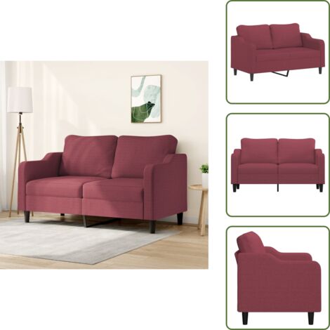 The Living Store Divano a 2 Posti Rosso Vino 140 cm in Tessuto - Divano in tessuto