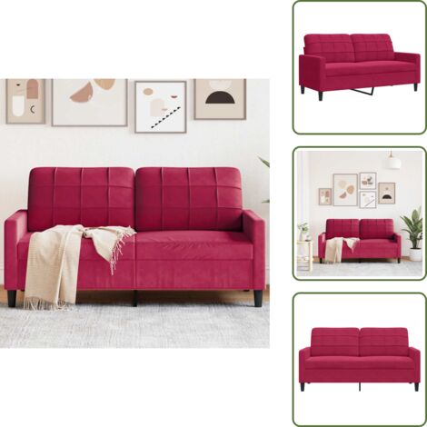 The Living Store Divano a 2 Posti Rosso Vino 140 cm in Velluto - Divano in velluto