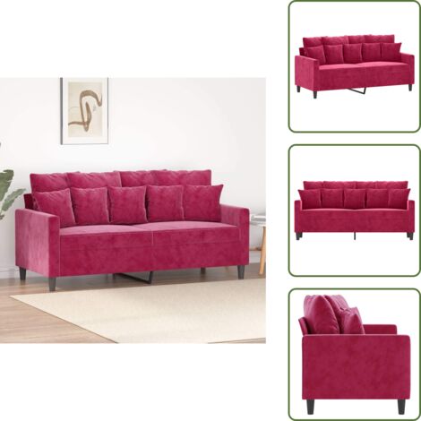 The Living Store Divano a 2 Posti Rosso Vino 140 cm in Velluto - Divano in velluto