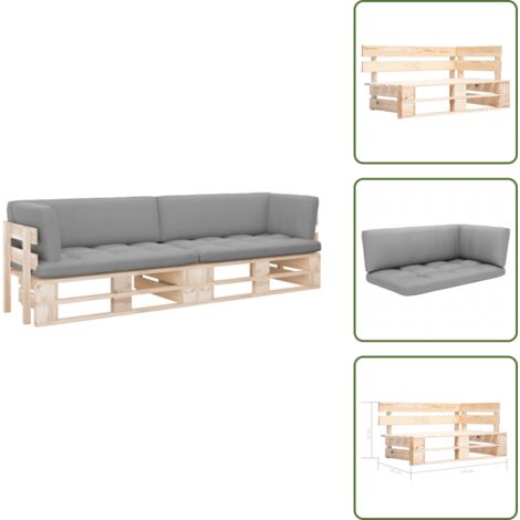 The Living Store Divano a 2 Posti su Pallet con Cuscini Pino Impregnato - Divano da patio