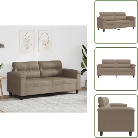 The Living Store Divano a 2 Posti Tortora 140 cm in Tessuto Microfibra - Divano in microfibra