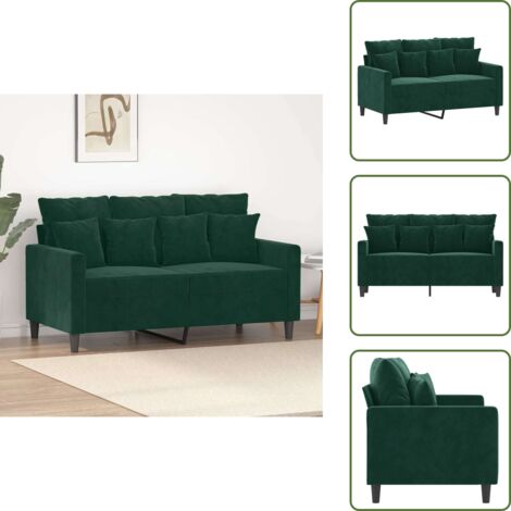 The Living Store Divano a 2 Posti Verde Scuro 120 cm in Velluto - Divano in velluto