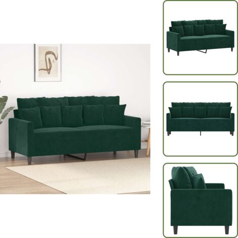 The Living Store Divano a 2 Posti Verde Scuro 140 cm in Velluto - Divano in velluto