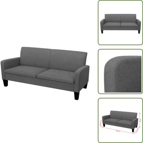 The Living Store Divano a 3 Posti 180x65x76 cm Grigio Scuro - Divano moderno