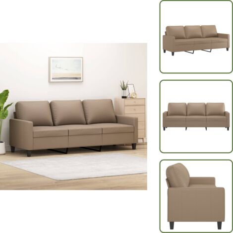 The Living Store Divano a 3 Posti Cappuccino 180 cm in Similpelle - Divano in similpelle
