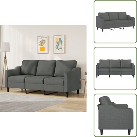 The Living Store Divano a 3 Posti Grigio Chiaro 180 cm in Tessuto - Divano in tessuto
