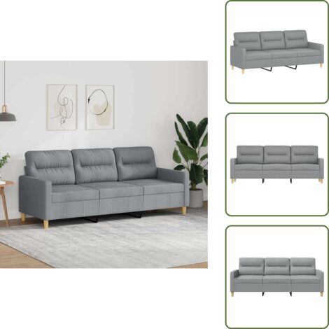 The Living Store Divano a 3 Posti Grigio Chiaro 180 cm in Tessuto - Divano in tessuto