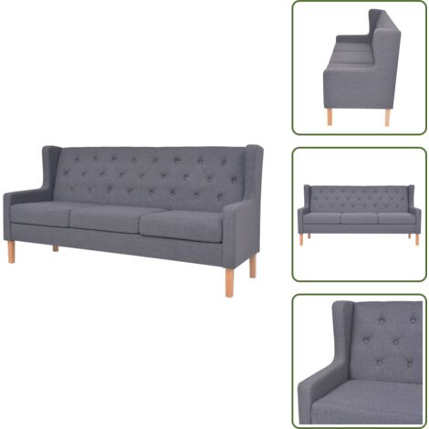 The Living Store Divano a 3 Posti in Tessuto Grigio - Divano in tessuto
