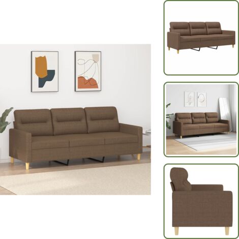 The Living Store Divano a 3 Posti Marrone 180 cm in Tessuto - Divano in tessuto