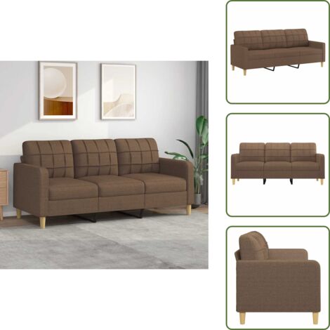 The Living Store Divano a 3 Posti Marrone 180 cm in Tessuto - Divano marrone
