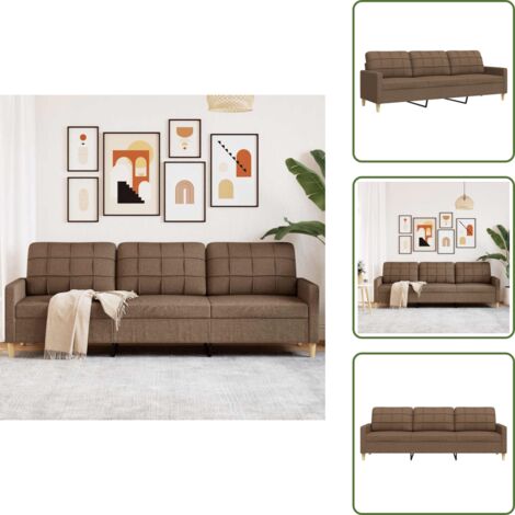 The Living Store Divano a 3 Posti Marrone 210 cm in Tessuto - Divano marrone