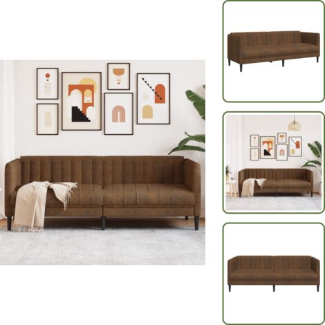 The Living Store Divano a 3 Posti Marrone in Similpelle Scamosciata - Divano marrone