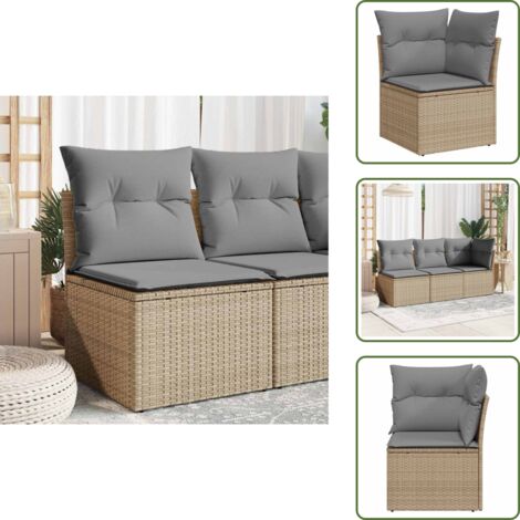 The Living Store Divano Angolare da Giardino con Cuscini Beige in Polyrattan - Cuscino da seduta