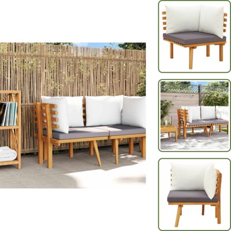 The Living Store Divano Angolare da Giardino con Cuscini in Legno d'Acacia - Divano angolare