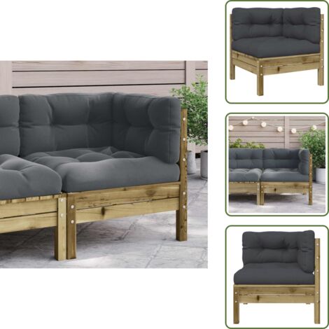 The Living Store Divano Angolare da Giardino con Cuscini Legno Impregnato Pino - Divano angolare