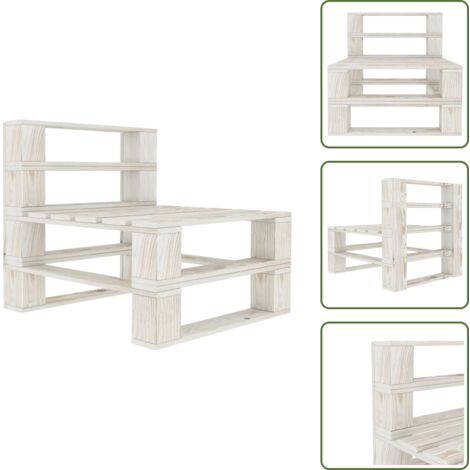 The Living Store Divano Centrale da Giardino su Pallet in Legno Bianco - Divano su pallet