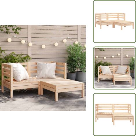 The Living Store Divano da Giardino 2 Posti con Poggiapiedi Legno Massello Pino - Divano in legno