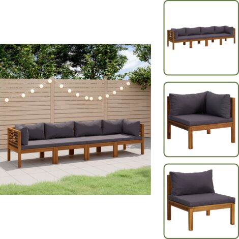 The Living Store Divano da Giardino 4 Posti con Cuscino Legno Massello di Acacia - Divano in legno